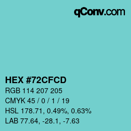 Color code: HEX #72CFCD | qconv.com