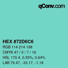 Farbcode: HEX #72D6C6 | qconv.com