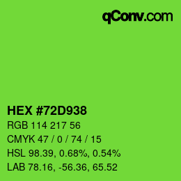 Código de color: HEX #72D938 | qconv.com