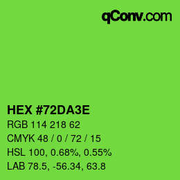 Color code: HEX #72DA3E | qconv.com
