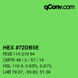 Farbcode: HEX #72DB5E | qconv.com