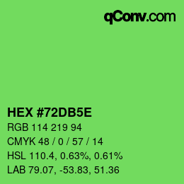 Color code: HEX #72DB5E | qconv.com