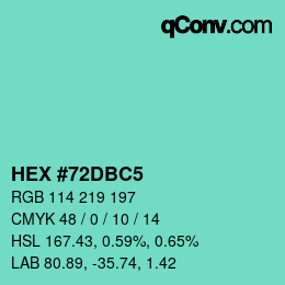 Color code: HEX #72DBC5 | qconv.com