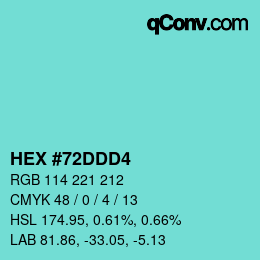 Color code: HEX #72DDD4 | qconv.com