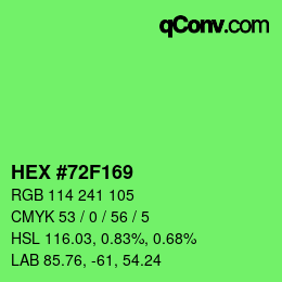 Color code: HEX #72F169 | qconv.com