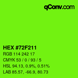 Color code: HEX #72F211 | qconv.com