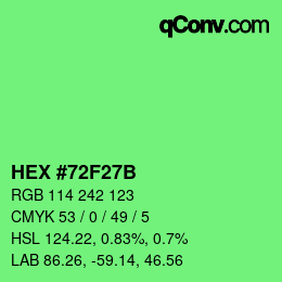 Color code: HEX #72F27B | qconv.com