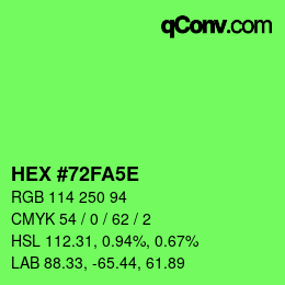カラーコード: HEX #72FA5E | qconv.com