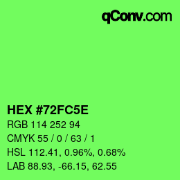 カラーコード: HEX #72FC5E | qconv.com
