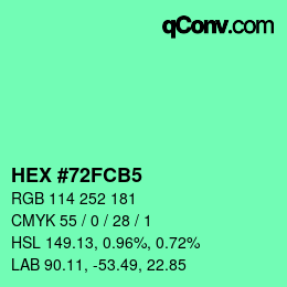 カラーコード: HEX #72FCB5 | qconv.com