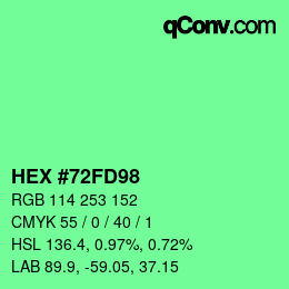 颜色代码: HEX #72FD98 | qconv.com
