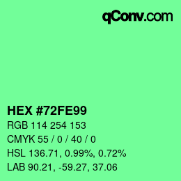 颜色代码: HEX #72FE99 | qconv.com