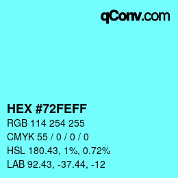 颜色代码: HEX #72FEFF | qconv.com