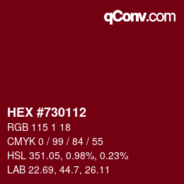 Color code: HEX #730112 | qconv.com