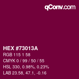 Color code: HEX #73013A | qconv.com