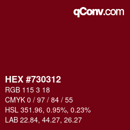 Farbcode: HEX #730312 | qconv.com