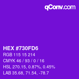 Color code: HEX #730FD6 | qconv.com