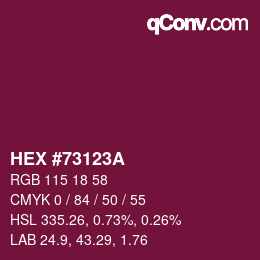 Color code: HEX #73123A | qconv.com