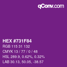 颜色代码: HEX #731F84 | qconv.com