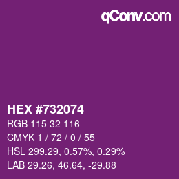 颜色代码: HEX #732074 | qconv.com