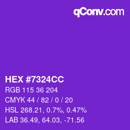 Color code: HEX #7324CC | qconv.com