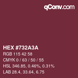 カラーコード: HEX #732A3A | qconv.com