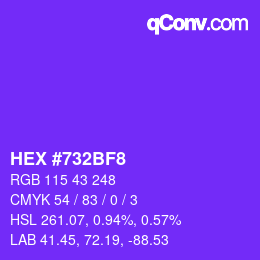 颜色代码: HEX #732BF8 | qconv.com