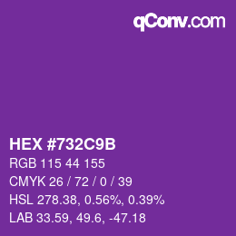 Color code: HEX #732C9B | qconv.com