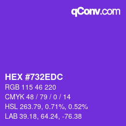 Farbcode: HEX #732EDC | qconv.com