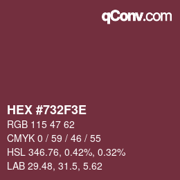 Color code: HEX #732F3E | qconv.com