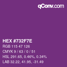 Color code: HEX #732F7E | qconv.com