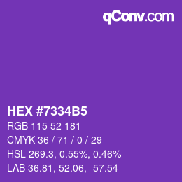 カラーコード: HEX #7334B5 | qconv.com
