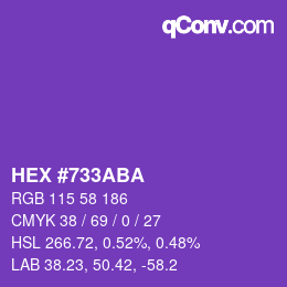カラーコード: HEX #733ABA | qconv.com