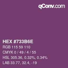 Farbcode: HEX #733B6E | qconv.com