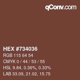 Color code: HEX #734036 | qconv.com