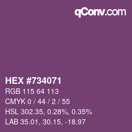 Farbcode: HEX #734071 | qconv.com