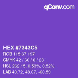 カラーコード: HEX #7343C5 | qconv.com