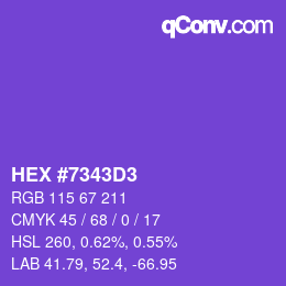 Color code: HEX #7343D3 | qconv.com