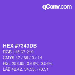 颜色代码: HEX #7343DB | qconv.com