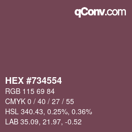 Farbcode: HEX #734554 | qconv.com