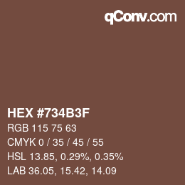 Color code: HEX #734B3F | qconv.com