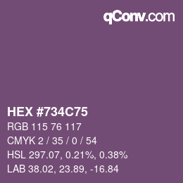 カラーコード: HEX #734C75 | qconv.com