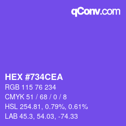 カラーコード: HEX #734CEA | qconv.com