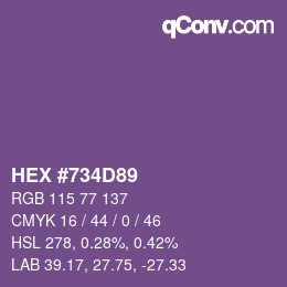颜色代码: HEX #734D89 | qconv.com