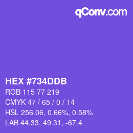 颜色代码: HEX #734DDB | qconv.com
