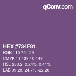 カラーコード: HEX #734F81 | qconv.com