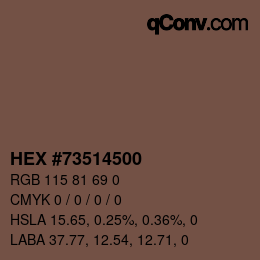 Farbcode: HEX #73514500 | qconv.com