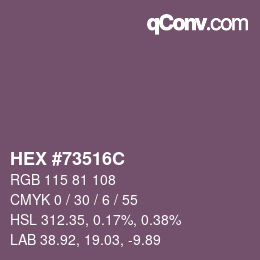 Farbcode: HEX #73516C | qconv.com