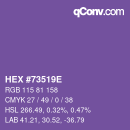 Farbcode: HEX #73519E | qconv.com