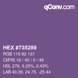 Farbcode: HEX #735289 | qconv.com